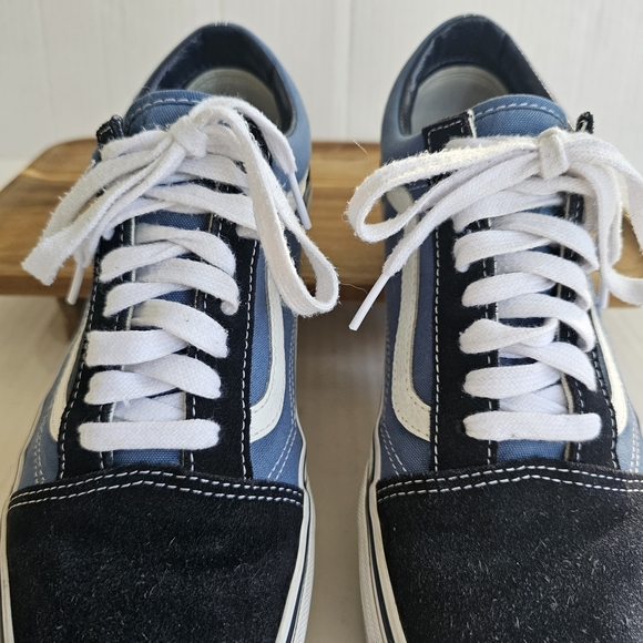 Vans Old Skool Skate Shoes Mens 9 Womens 10.5 Blue Suede Canvas Lace Up - Picture 4 of 11